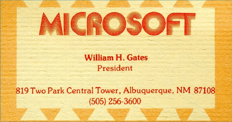  Визитка Билла Гейтса - привет из 1979